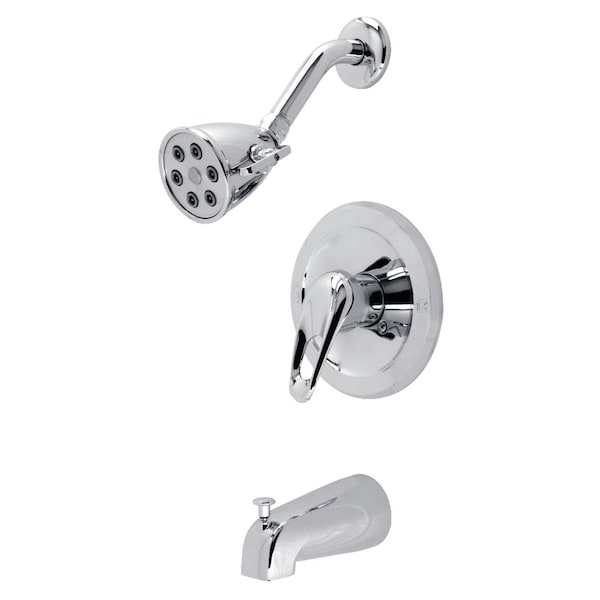 Tub and Shower Faucet, Polished Chrome, Wall Mount